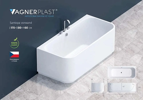 Акриловая ванна VAGNERPLAST SANTOPA 170x80 VPBV178STP9X-96 Акриловая ванна VAGNERPLAST SANTOPA 170x80 VPBV178STP9X-96