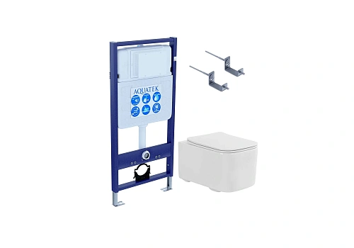 Комплект унитаза SET Aquatek КВАДРО T-KKI с инсталляцией и сиденьем Комплект унитаза SET Aquatek КВАДРО T-KKI с инсталляцией и сиденьем