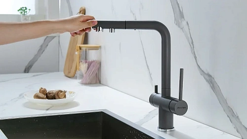 Смеситель для кухни Paulmark SERPENTINE серый металлик Se213222-GRM Смеситель для кухни Paulmark SERPENTINE серый металлик Se213222-GRM