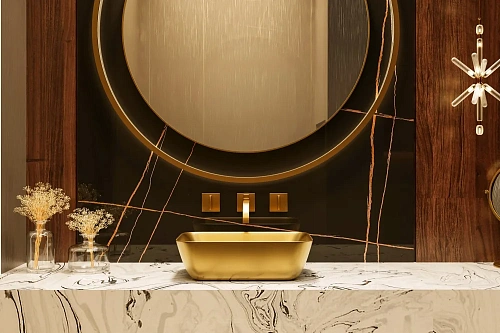 Раковина ABBER Rechteck AC2200MMG накладная золото матовое Раковина ABBER Rechteck AC2200MMG накладная золото матовое