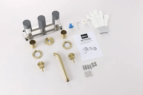 Смеситель для раковины ABBER Wasser Kreis 316 AF81123BG-L для раковины скрытого монтажа, золото брашированное Смеситель для раковины ABBER Wasser Kreis 316 AF81123BG-L для раковины скрытого монтажа, золото брашированное