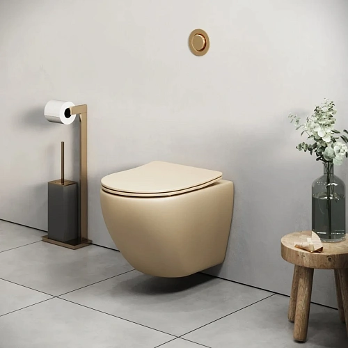 Унитаз подвесной GROSSMAN GR-4455BEMS Color 485x360x375 бежевый матовый безободковый с тонкой крышкой Унитаз подвесной GROSSMAN GR-4455BEMS Color 485x360x375 бежевый матовый безободковый с тонкой крышкой