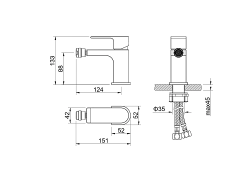 Смеситель для биде Aquatek ЛИРА AQ1418MB Черный матовый Смеситель для биде Aquatek ЛИРА AQ1418MB Черный матовый