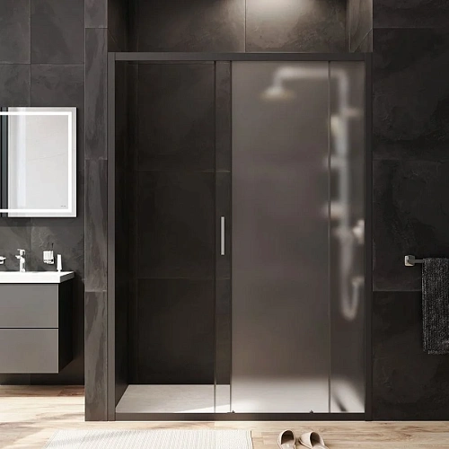 Душевая дверь AM.PM Gem W90G-140-1-195BM 140х195, стекло матовое, профиль черный матовый Душевая дверь AM.PM Gem W90G-140-1-195BM 140х195, стекло матовое, профиль черный матовый