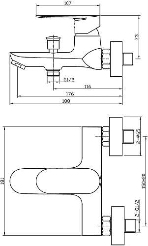 Смеситель для ванны STWORKI Нордборг ND-03cr 550605 Смеситель для ванны STWORKI Нордборг ND-03cr 550605