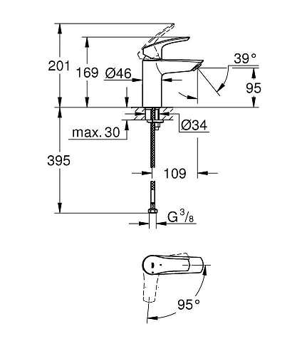 Смеситель для раковины GROHE Eurosmart S-Size (32154003) Смеситель для раковины GROHE Eurosmart S-Size (32154003)