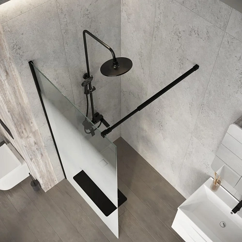 Душевая перегородка Niagara Nova NG-582-12BLACK (120х200) черный матовый, стекло белый градиент Душевая перегородка Niagara Nova NG-582-12BLACK (120х200) черный матовый, стекло белый градиент