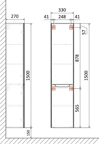 Шкаф-пенал STWORKI Берген 33, серый 542524 Шкаф-пенал STWORKI Берген 33, серый 542524