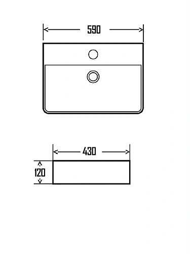 Раковина AQUAme AQM5004 накладная с отверстием под смеситель 590х430х120 Раковина AQUAme AQM5004 накладная с отверстием под смеситель 590х430х120