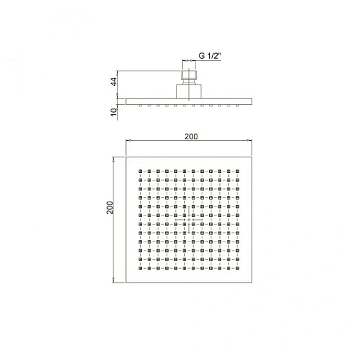 Верхний душ Paini 50CR759Q20EA 200 мм, квадратный Верхний душ Paini 50CR759Q20EA 200 мм, квадратный