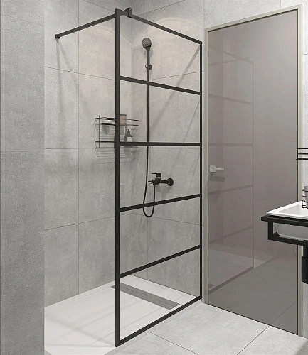 Душевая перегородка STWORKI Кронборг LOFT-GW- 110х220 110 см, профиль черный матовый 537937 Душевая перегородка STWORKI Кронборг LOFT-GW- 110х220 110 см, профиль черный матовый 537937