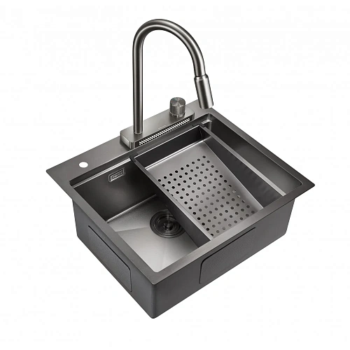 Кухонная мойка Milacio Denia 57 Steel (MC.77409) сталь воронёная Кухонная мойка Milacio Denia 57 Steel (MC.77409) сталь воронёная