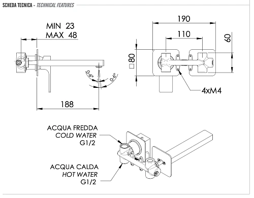 Смеситель для раковины Remer Absolute AU15P Смеситель для раковины Remer Absolute AU15P
