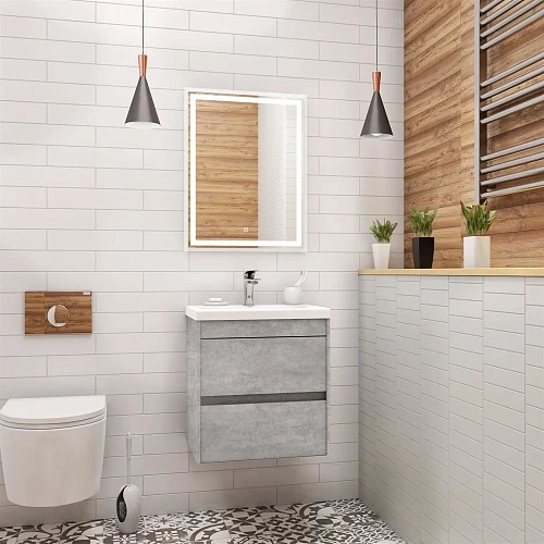 Тумба под раковину ART&MAX FAMILY Family-500-2C-SO-CV подвесная с двумя выкатными ящиками, Cemento V Тумба под раковину ART&MAX FAMILY Family-500-2C-SO-CV подвесная с двумя выкатными ящиками, Cemento V