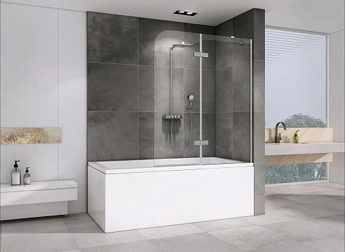 Шторка на ванну ABBER Ewiges Wasser AG51120 120 см универсальная, профиль хром, стекло прозрачное Шторка на ванну ABBER Ewiges Wasser AG51120 120 см универсальная, профиль хром, стекло прозрачное