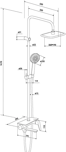 Душевая система STWORKI by Damixa Малвик HFMA73000 573501 Душевая система STWORKI by Damixa Малвик HFMA73000 573501