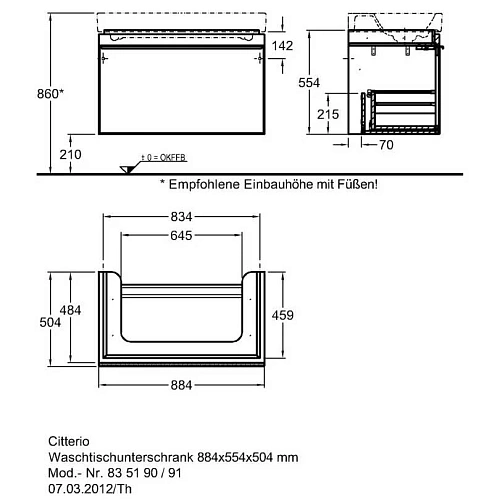 Тумба под раковину Geberit Citterio 500.559.JI.1 88,4 см Тумба под раковину Geberit Citterio 500.559.JI.1 88,4 см