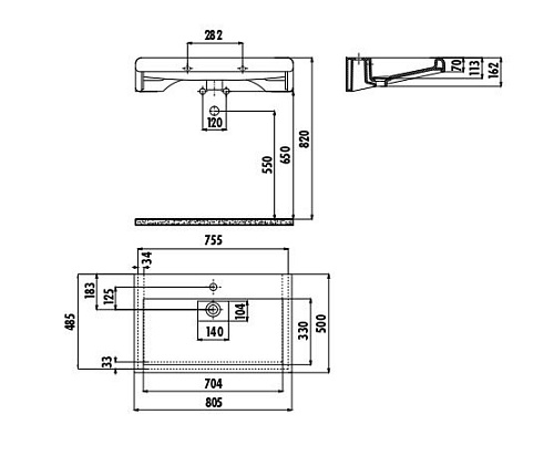 Раковина Creavit Epic EP080-00BM00E-0000 базальт 80 см Раковина Creavit Epic EP080-00BM00E-0000 базальт 80 см