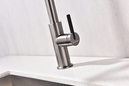 Смеситель для кухни Paulmark TORNADO вороненая сталь To213402-GM Смеситель для кухни Paulmark TORNADO вороненая сталь To213402-GM