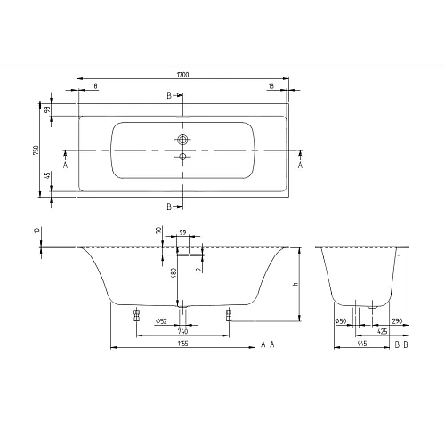 Ванна квариловая Villeroy & Boch Subway 3.0 170 x 75 см UBQ170SBW2TDV-01 Ванна квариловая Villeroy & Boch Subway 3.0 170 x 75 см UBQ170SBW2TDV-01