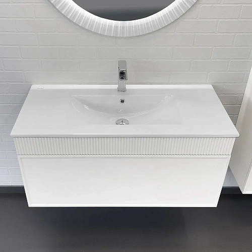 Тумба с раковиной Comforty Мадрид 100 00-00017864 белый матовый раковина Comforty 100E Тумба с раковиной Comforty Мадрид 100 00-00017864 белый матовый раковина Comforty 100E