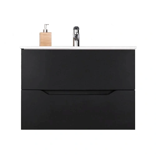 Тумба с раковиной Orange Line Li-80Tub+Ra подвесная, черный матовый Тумба с раковиной Orange Line Li-80Tub+Ra подвесная, черный матовый