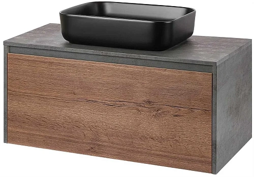 Тумба под раковину Vincea Mesa 1000 подвесная, 1 выкатной/1 скрытый ящик soft close, T.Oak + Beton VMC-2MS100TB Тумба под раковину Vincea Mesa 1000 подвесная, 1 выкатной/1 скрытый ящик soft close, T.Oak + Beton VMC-2MS100TB