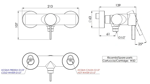 Смеситель для душа Remer Metrica MC33 Смеситель для душа Remer Metrica MC33