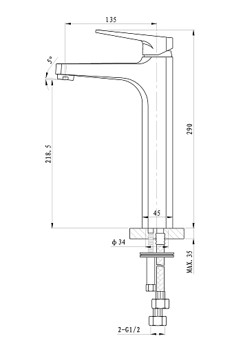 Смеситель для раковины Wonzon & Woghand Athens, хром (WW-081102-CR) Смеситель для раковины Wonzon & Woghand Athens, хром (WW-081102-CR)