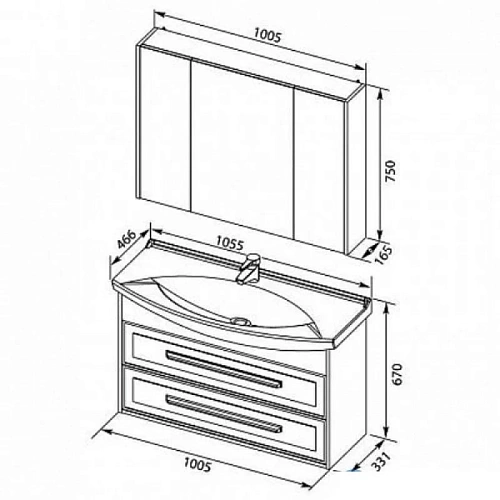 Комплект мебели Aquanet Остин 105 дуб сонома/белый 00209995 Комплект мебели Aquanet Остин 105 дуб сонома/белый 00209995