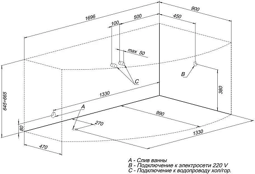 Акриловая ванна Aquanet Jersey 170x90 R (каркас + смеситель Aquanet Practic 2 AF111-63B) 00203989 + 00179346 + 00216780 Акриловая ванна Aquanet Jersey 170x90 R (каркас + смеситель Aquanet Practic 2 AF111-63B) 00203989 + 00179346 + 00216780