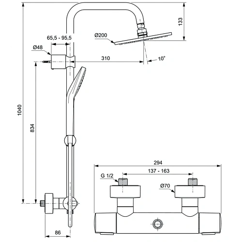 Душевая система Ideal Standard IDEALRAIN SOFT EVO A6983AA термостат Душевая система Ideal Standard IDEALRAIN SOFT EVO A6983AA термостат
