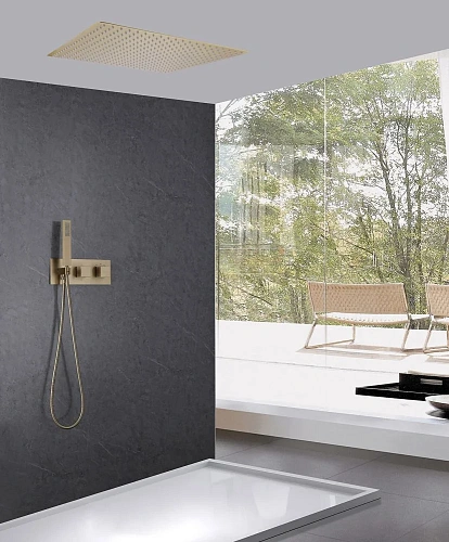 Душевая система ABBER Daheim AF8255G скрытого монтажа без излива, термостат, золото матовое Душевая система ABBER Daheim AF8255G скрытого монтажа без излива, термостат, золото матовое
