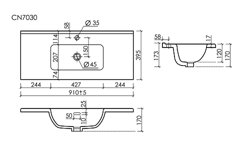 Раковина мебельная Ceramica Nova Compact CN7030 накладная 910x395x170 белый Раковина мебельная Ceramica Nova Compact CN7030 накладная 910x395x170 белый