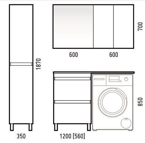 Тумба под раковину Corozo напольная Альтаир 120, 2 ящ., Мадлен 120 SD-00000500 Тумба под раковину Corozo напольная Альтаир 120, 2 ящ., Мадлен 120 SD-00000500