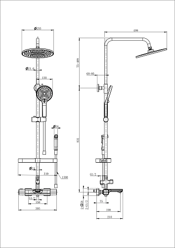 Душевая система Wonzon & Woghand с термостатом, хром (WW-C3011-A1-CR) Душевая система Wonzon & Woghand с термостатом, хром (WW-C3011-A1-CR)