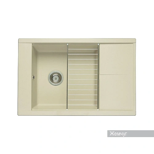 Кухонная мойка Aquaton Делия 78 1A715132DE240 из литого мрамора, прямоугольная, с крылом жемчуг Кухонная мойка Aquaton Делия 78 1A715132DE240 из литого мрамора, прямоугольная, с крылом жемчуг