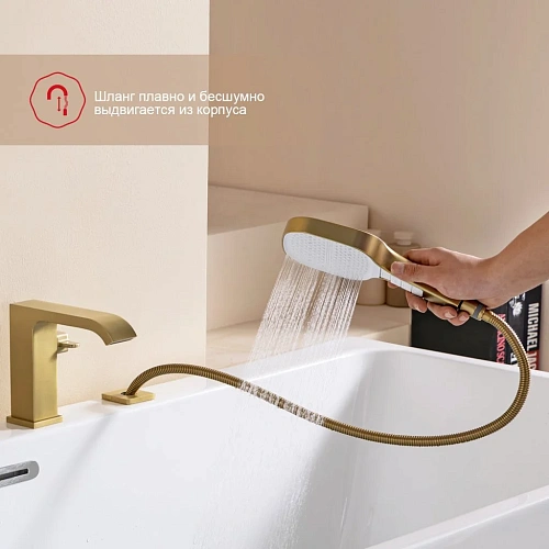 Смеситель на борт ванны Raglo R02.31.03, сатин золотой Смеситель на борт ванны Raglo R02.31.03, сатин золотой