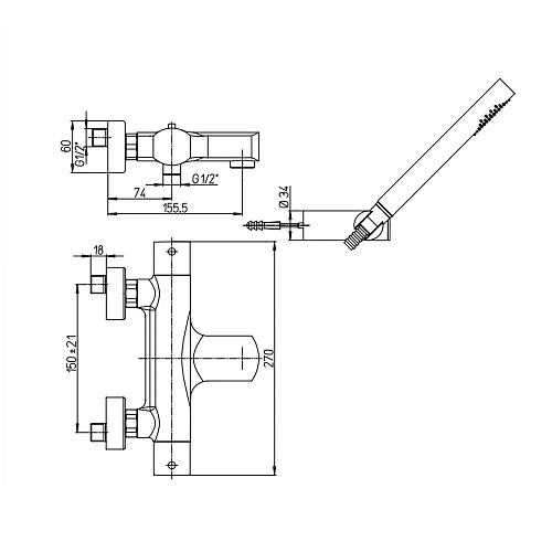 Смеситель для ванны Paini Ovo 86PA105TH с душевым гарнитуром, термостатический, сталь PVD Смеситель для ванны Paini Ovo 86PA105TH с душевым гарнитуром, термостатический, сталь PVD