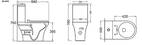 Унитаз напольный GROSSMAN GR-4443S 640x355x795 безободковый с тонкой крышкой Унитаз напольный GROSSMAN GR-4443S 640x355x795 безободковый с тонкой крышкой