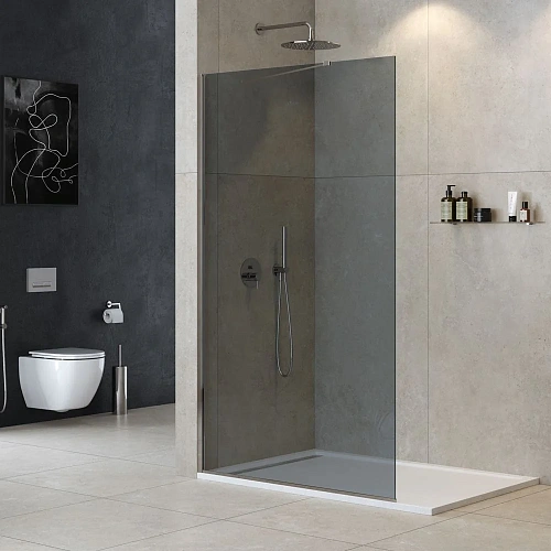 Душевая перегородка CEZARES LIBERTA-L-1-TB-120-GR-Cr 120см стекло тонированное (графит), профиль хром Душевая перегородка CEZARES LIBERTA-L-1-TB-120-GR-Cr 120см стекло тонированное (графит), профиль хром