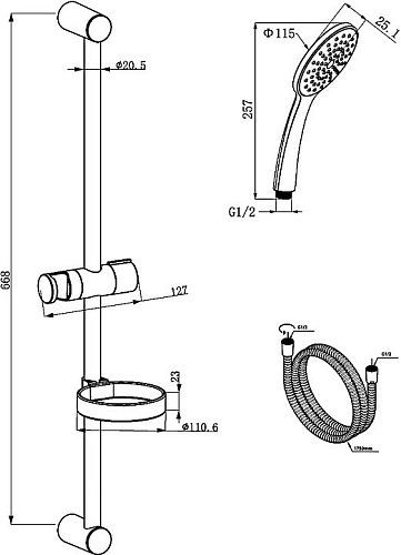 Душевой гарнитур Am.Pm Joy F0185100 Душевой гарнитур Am.Pm Joy F0185100