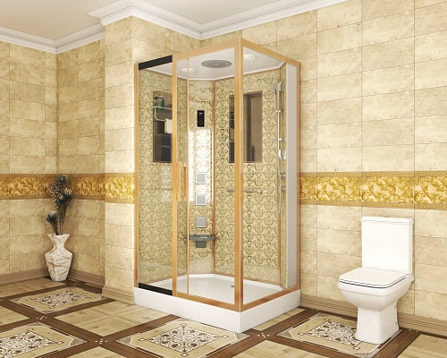 Душевая кабина Niagara Luxe NG-7711GL (900x1200х2150) низкий поддон стенки золото Душевая кабина Niagara Luxe NG-7711GL (900x1200х2150) низкий поддон стенки золото