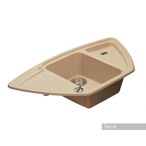 Кухонная мойка Aquaton Лория 1A715032LR260 из литого мрамора, угловая, латте Кухонная мойка Aquaton Лория 1A715032LR260 из литого мрамора, угловая, латте