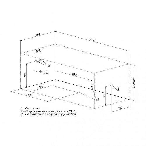 Акриловая ванна Aquanet Valencia 170x80 00210298 Акриловая ванна Aquanet Valencia 170x80 00210298
