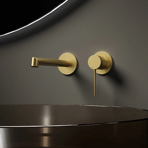 Смеситель для раковины Vincea Rim VBFW-2RM1BG встраиваемый однорычажный, брашированное золото Смеситель для раковины Vincea Rim VBFW-2RM1BG встраиваемый однорычажный, брашированное золото