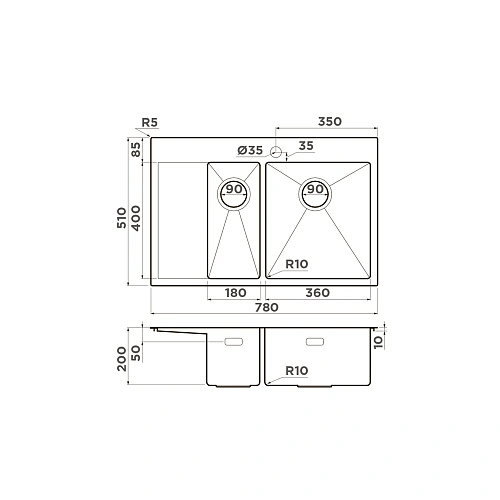 Кухонная мойка Omoikiri Akisame 78-2-LG-R нерж.сталь/светлое золото 4973088 Кухонная мойка Omoikiri Akisame 78-2-LG-R нерж.сталь/светлое золото 4973088