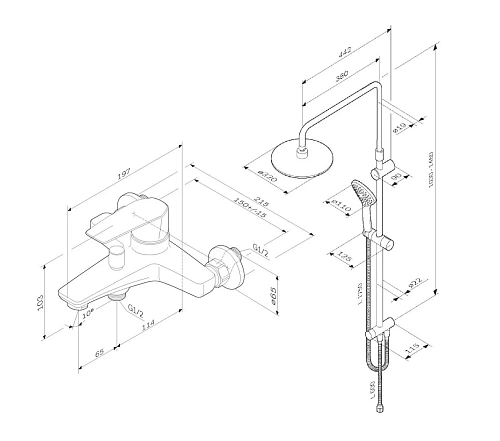 Душевая система AM.PM Gem F40890A14 верхний душ d 220 мм Душевая система AM.PM Gem F40890A14 верхний душ d 220 мм