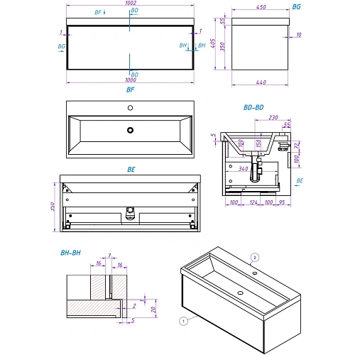 Тумба под раковину La Fenice SIMPLA Bianco 100 FNC-01-SIM-B-100 белая Тумба под раковину La Fenice SIMPLA Bianco 100 FNC-01-SIM-B-100 белая