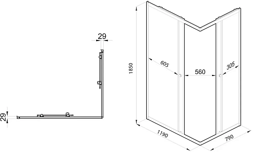 Душевой уголок DIWO Углич 120х80 профиль черный матовый с линейным трапом CK DRAIN AQPP01-60 Inoks 6 594699 Душевой уголок DIWO Углич 120х80 профиль черный матовый с линейным трапом CK DRAIN AQPP01-60 Inoks 6 594699